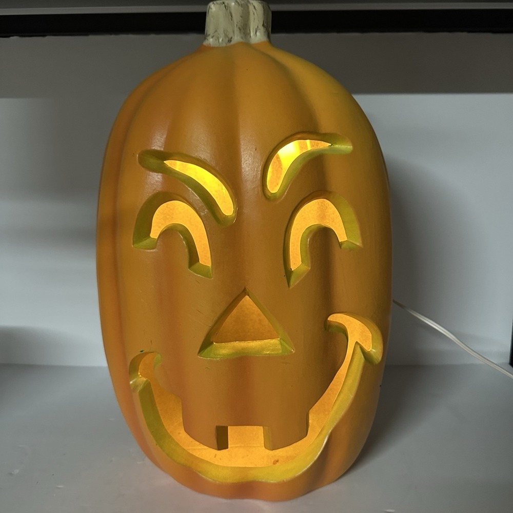 Vintage 16"Halloween Pumpkin Blow Mold Electric Light Scary Jack O Lantern Decor - Picture 3 of 8